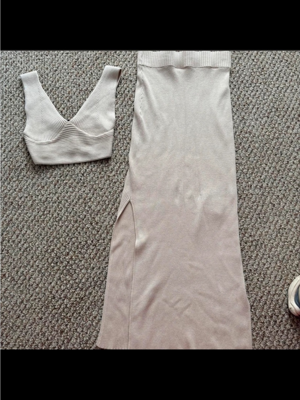 Sincerely Jules Ribbed Maxi Skirt in Light Beige